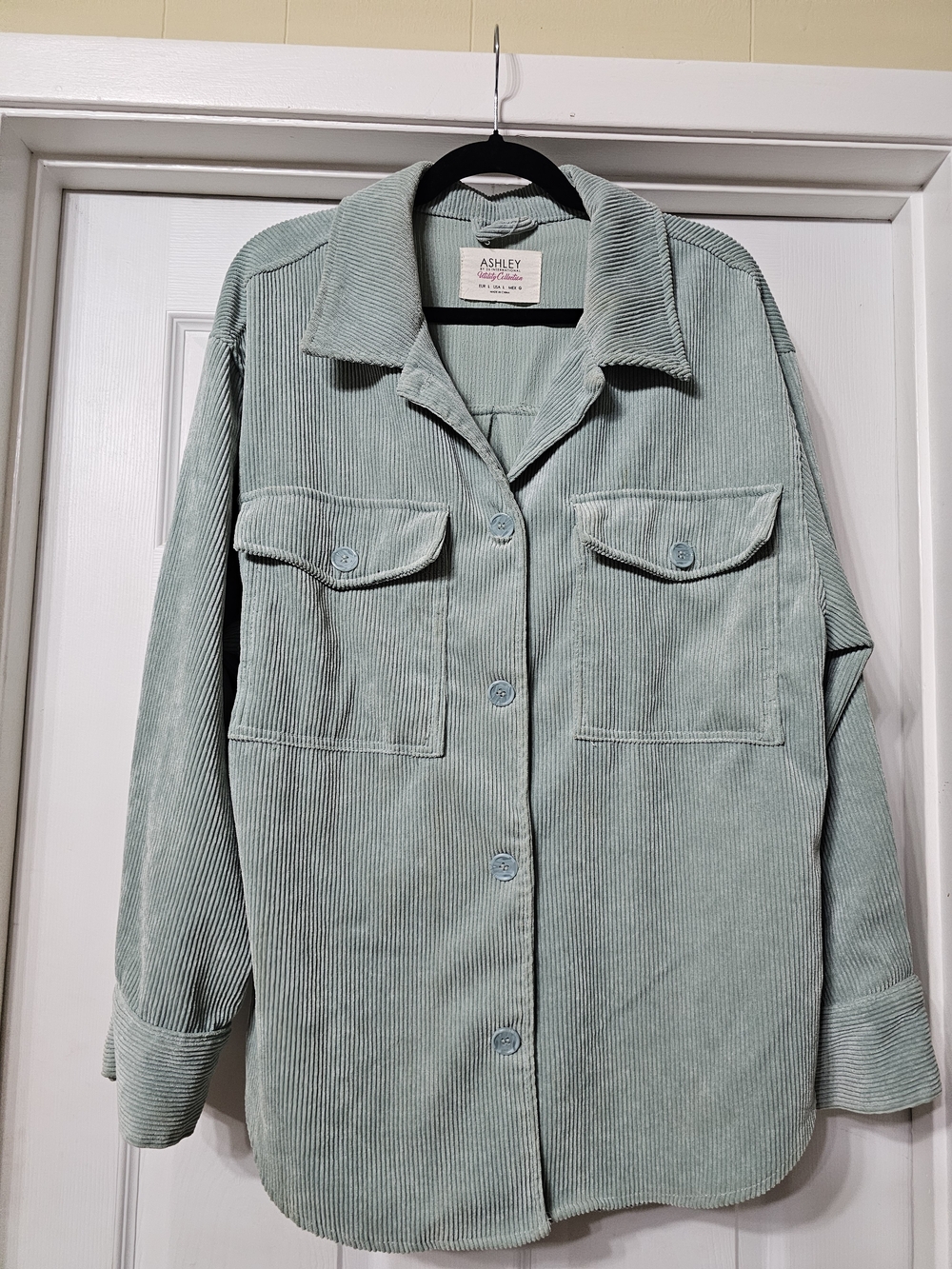 Ashley By 26 International Sage Green Corduroy Shacket Jacket